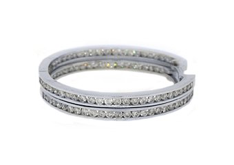 WOMENS 3.5 CARAT BRILLIANT ROUND CUT DIAMOND HOOP EARRINGS WHITE GOLD