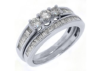 1 CARAT WOMENS DIAMOND ENGAGEMENT RING WEDDING BAND BRIDAL SET ROUND WHITE GOLD
