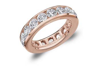 DIAMOND ETERNITY BAND WEDDING RING ROUND CHANNEL SET 14KT ROSE GOLD 5 CARATS