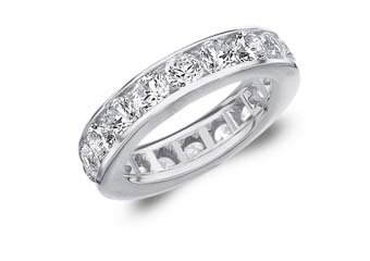 DIAMOND ETERNITY BAND WEDDING RING ROUND CHANNEL SET 14KT WHITE GOLD 4 CARATS