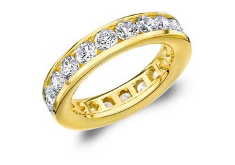 DIAMOND ETERNITY BAND WEDDING RING ROUND CHANNEL SET 14KT YELLOW GOLD 3 CARATS