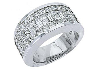 3 CARAT WOMENS PRINCESS BAGUETTE INVISIBLE DIAMOND RING WEDDING BAND WHITE GOLD