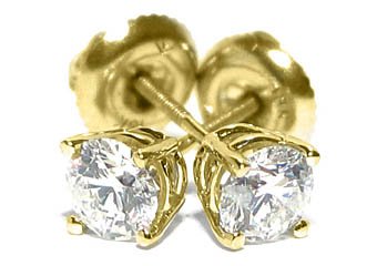 4/5 CARAT BRILLIANT ROUND CUT DIAMOND STUD EARRINGS 14K YELLOW GOLD SI