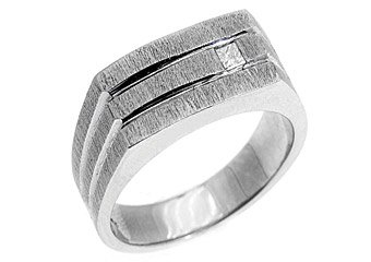 MENS 1/10 CARAT PRINCESS SQUARE CUT DIAMOND RING WEDDING BAND 14KT WHITE GOLD