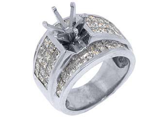 3.18 CARAT WOMENS DIAMOND ENGAGEMENT RING SEMI-MOUNT PRINCESS CUT WHITE GOLD