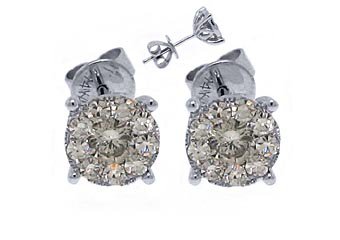 1.2 CARAT INVISIBLE SET BRILLIANT ROUND CUT ILLUSION DIAMOND STUD EARRINGS