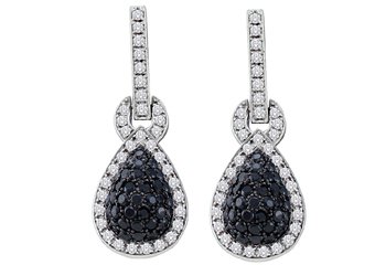 WOMENS 1.80 CARAT BLACK DIAMOND DANGLE EARRINGS ROUND CUT PAVE WHITE GOLD