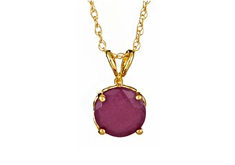 1.6 CARAT RUBY BRILLIANT ROUND CUT PENDANT 7mm 14KT YELLOW GOLD