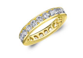 DIAMOND ETERNITY BAND WEDDING RING ROUND CHANNEL SET 14KT YELLOW GOLD 2 CARATS