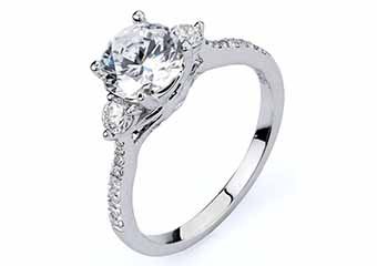 WOMENS DIAMOND ENGAGEMENT RING BRILLIANT ROUND CUT 1.41 CARAT 18K WHITE GOLD