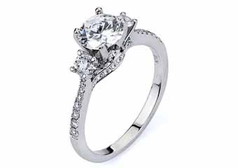 WOMENS DIAMOND ENGAGEMENT RING BRILLIANT ROUND CUT 1.49 CARAT 18KT WHITE GOLD