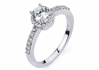 WOMENS DIAMOND ENGAGEMENT HALO RING ROUND CUT 1.29 CARAT 14KT WHITE GOLD