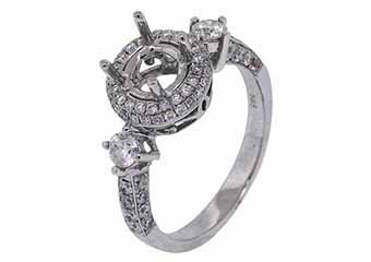 .96 CARAT WOMENS DIAMOND HALO ENGAGEMENT RING SEMI-MOUNT ROUND CUT WHITE GOLD