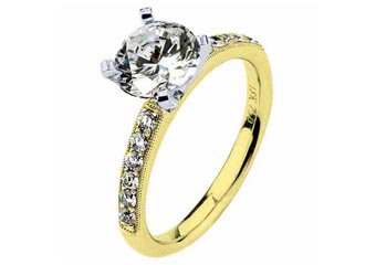 WOMENS DIAMOND ENGAGEMENT RING ROUND CUT 1.23 CARAT 18K YELLOW GOLD