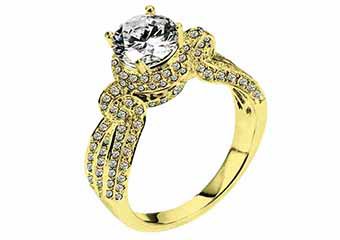 WOMENS DIAMOND ENGAGEMENT HALO RING ROUND CUT 1.93 CARAT 18K YELLOW GOLD