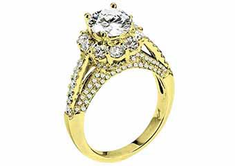 WOMENS DIAMOND ENGAGEMENT HALO RING ROUND CUT 2.47 CARAT 18K YELLOW GOLD