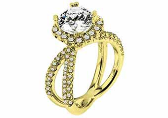 WOMENS DIAMOND ENGAGEMENT HALO RING BRILLIANT ROUND 2.10 CARATS 18KT YELLOW GOLD