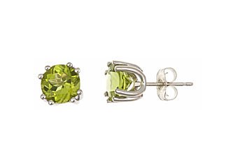 2.50 CARAT PERIDOT STUD EARRINGS 7mm ROUND STERLING SILVER AUGUST BIRTH STONE
