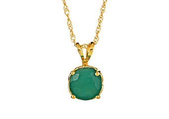 1.25 CARAT EMERALD BRILLIANT ROUND CUT PENDANT 7mm 14KT YELLOW GOLD