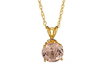 1.25 CARAT MORGANITE BRILLIANT ROUND CUT PENDANT 7mm 14KT YELLOW GOLD
