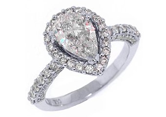 2 CARAT WOMENS DIAMOND ENGAGEMENT HALO RING PEAR SHAPE ROUND CUT WHITE GOLD