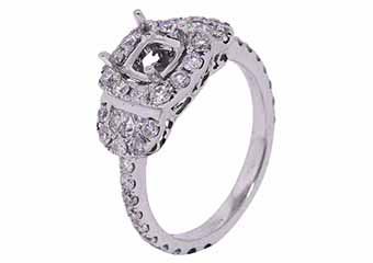 1.29 CARAT WOMENS DIAMOND HALO ENGAGEMENT RING SEMI-MOUNT ROUND CUT WHITE GOLD