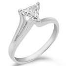 1/2CT WOMENS SOLITAIRE TRIANGLE TRILLION CUT DIAMOND ENGAGEMENT RING WHITE GOLD