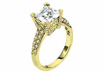 WOMENS DIAMOND ENGAGEMENT RING PRINCESS CUT 1.48 CARAT 18K YELLOW GOLD