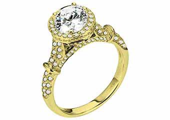 WOMENS DIAMOND ENGAGEMENT HALO RING ROUND CUT 1.69 CARATS 18KT YELLOW GOLD
