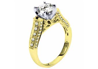 WOMENS DIAMOND ENGAGEMENT RING BRILLIANT ROUND 1.51 CARATS 18KT YELLOW GOLD