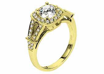 WOMENS DIAMOND ENGAGEMENT HALO RING ROUND CUT 1.37 CARATS 14KT YELLOW GOLD
