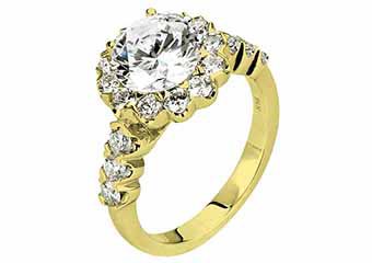 WOMENS DIAMOND ENGAGEMENT HALO RING BRILLIANT ROUND 2.02 CARATS 18KT YELLOW GOLD
