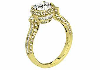 WOMENS DIAMOND ENGAGEMENT HALO RING BRILLIANT ROUND 2.05 CARATS 18KT YELLOW GOLD
