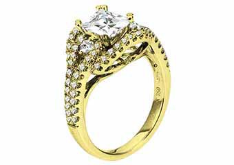 WOMENS DIAMOND ENGAGEMENT RING PRINCESS CUT 1.83 CARAT 18K YELLOW GOLD
