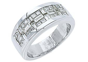 1.59CT WOMENS PRINCESS SQUARE BAGUETTE CUT DIAMOND RING WEDDING BAND WHITE GOLD
