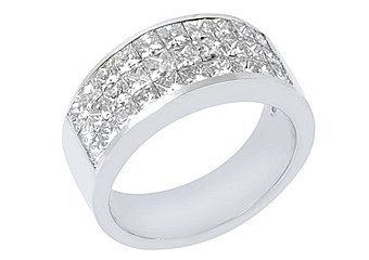 2.3CT WOMENS PRINCESS SQUARE CUT INVISIBLE DIAMOND RING WEDDING BAND WHITE GOLD