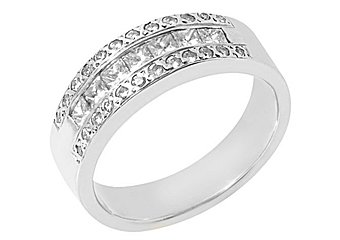 1 CARAT WOMENS PRINCESS SQUARE ROUND CUT DIAMOND RING WEDDING BAND WHITE GOLD