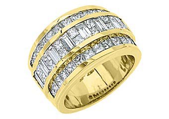 3 CARAT WOMENS PRINCESS BAGUETTE INVISIBLE DIAMOND RING WEDDING BAND YELLOW GOLD