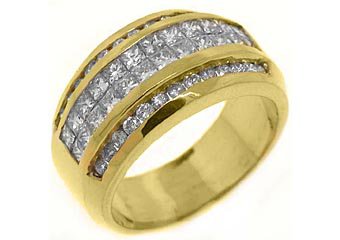 1.6CT WOMENS PRINCESS SQUARE CUT INVISIBLE DIAMOND RING WEDDING BAND YELLOW GOLD