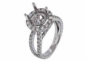 1.88 CARAT WOMENS DIAMOND HALO ENGAGEMENT RING SEMI-MOUNT ROUND CUT WHITE GOLD