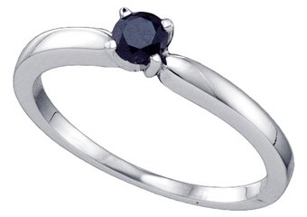 BLACK DIAMOND PROMISE ENGAGEMENT RING BRILLIANT ROUND CUT WHITE GOLD