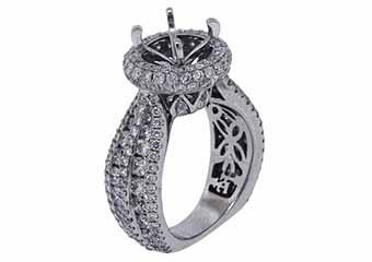 4.18 CARAT WOMENS DIAMOND HALO ENGAGEMENT RING SEMI-MOUNT ROUND CUT WHITE GOLD
