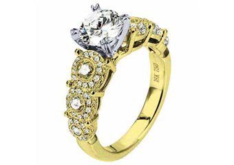 WOMENS DIAMOND ENGAGEMENT RING ROUND CUT 1.77 CARAT 18K YELLOW GOLD