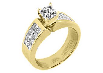1.8CT WOMENS DIAMOND ENGAGEMENT WEDDING RING PRINCESS CUT INVISIBLE YELLOW GOLD