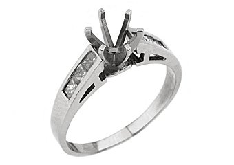 1/2 CARAT WOMENS DIAMOND ENGAGEMENT RING SEMI-MOUNT PRINCESS CUT WHITE GOLD