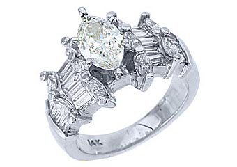 3 CARAT WOMENS DIAMOND ENGAGEMENT WEDDING RING MARQUISE BAGUETTE CUT WHITE GOLD