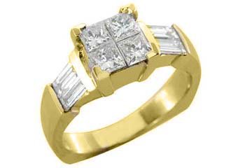 1.25CT WOMENS DIAMOND ENGAGEMENT WEDDING RING PRINCESS CUT INVISIBLE YELLOW GOLD