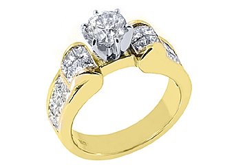 2.63CT WOMENS DIAMOND ENGAGEMENT RING ROUND PRINCESS CUT INVISIBLE YELLOW GOLD