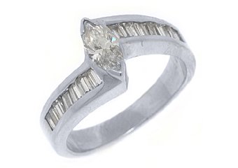 1.52CT WOMENS DIAMOND ENGAGEMENT WEDDING RING MARQUISE BAGUETTE CUT WHITE GOLD