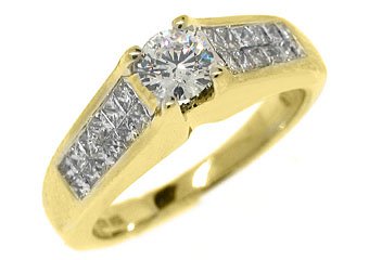 1.5 CARAT WOMENS DIAMOND ENGAGEMENT WEDDING RING ROUND PRINCESS CUT YELLOW GOLD